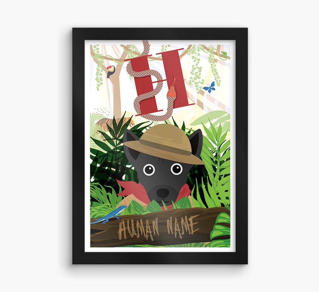 Jungle Initial: Personalised {breedFullName} Framed Print