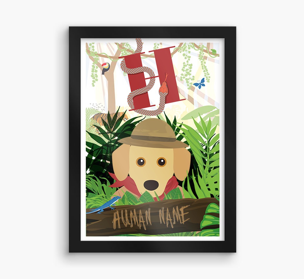 Jungle Initial: Personalised {breedFullName} Framed Print