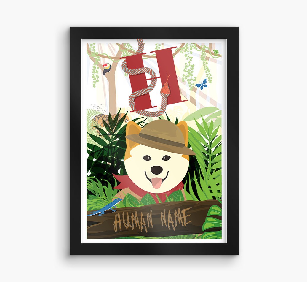 Jungle Initial: Personalised {breedFullName} Framed Print