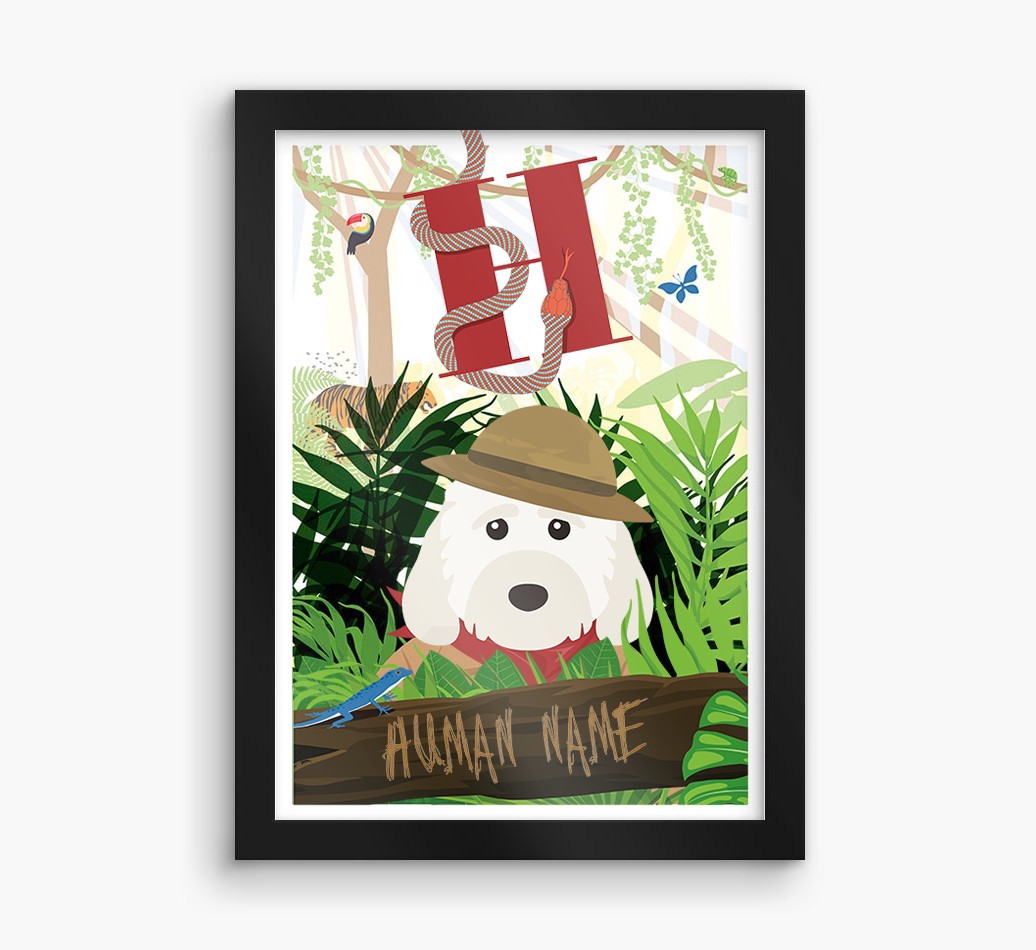 Jungle Initial: Personalised {breedFullName} Framed Print