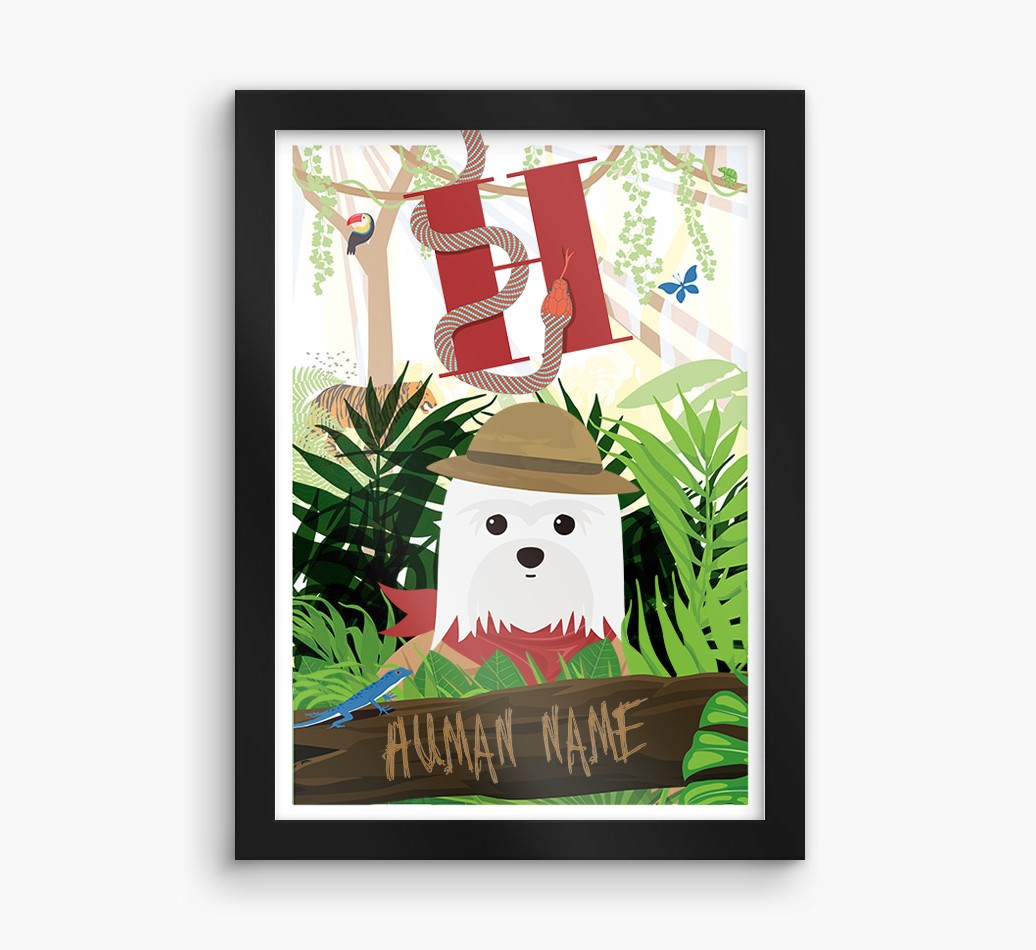 Jungle Initial: Personalised {breedFullName} Framed Print