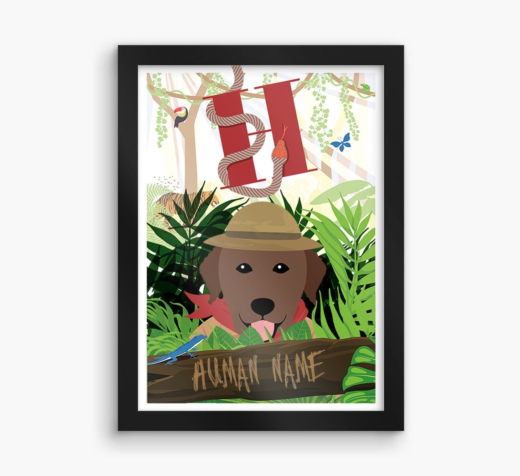 Jungle Initial: Personalised {breedFullName} Framed Print