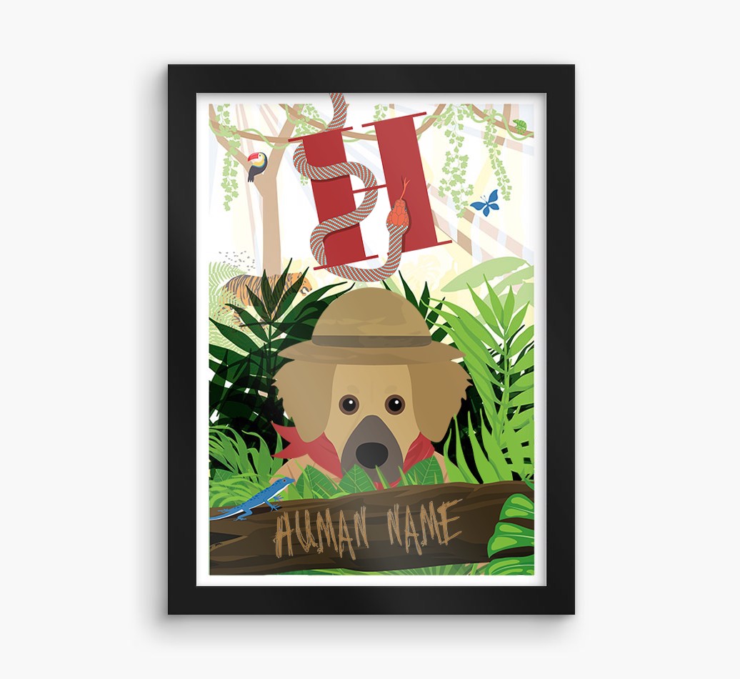 Jungle Initial: Personalised {breedFullName} Framed Print