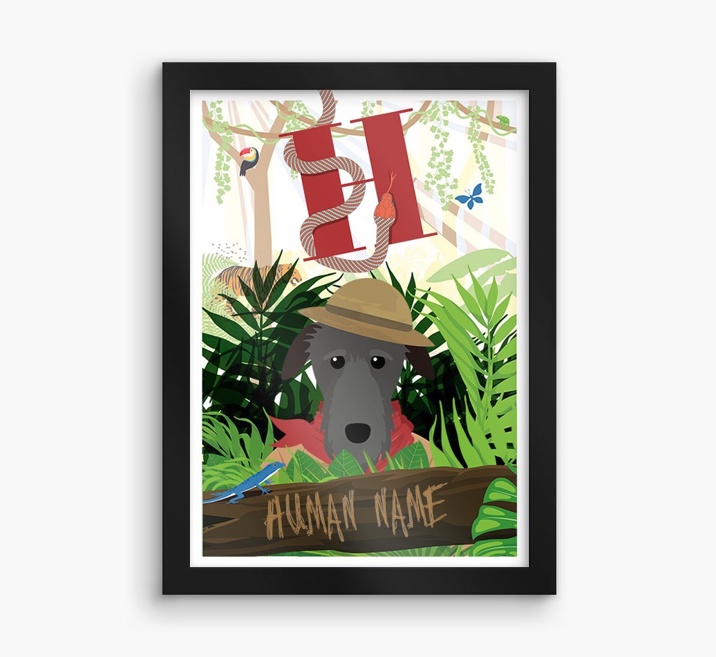 Jungle Initial: Personalised {breedFullName} Framed Print