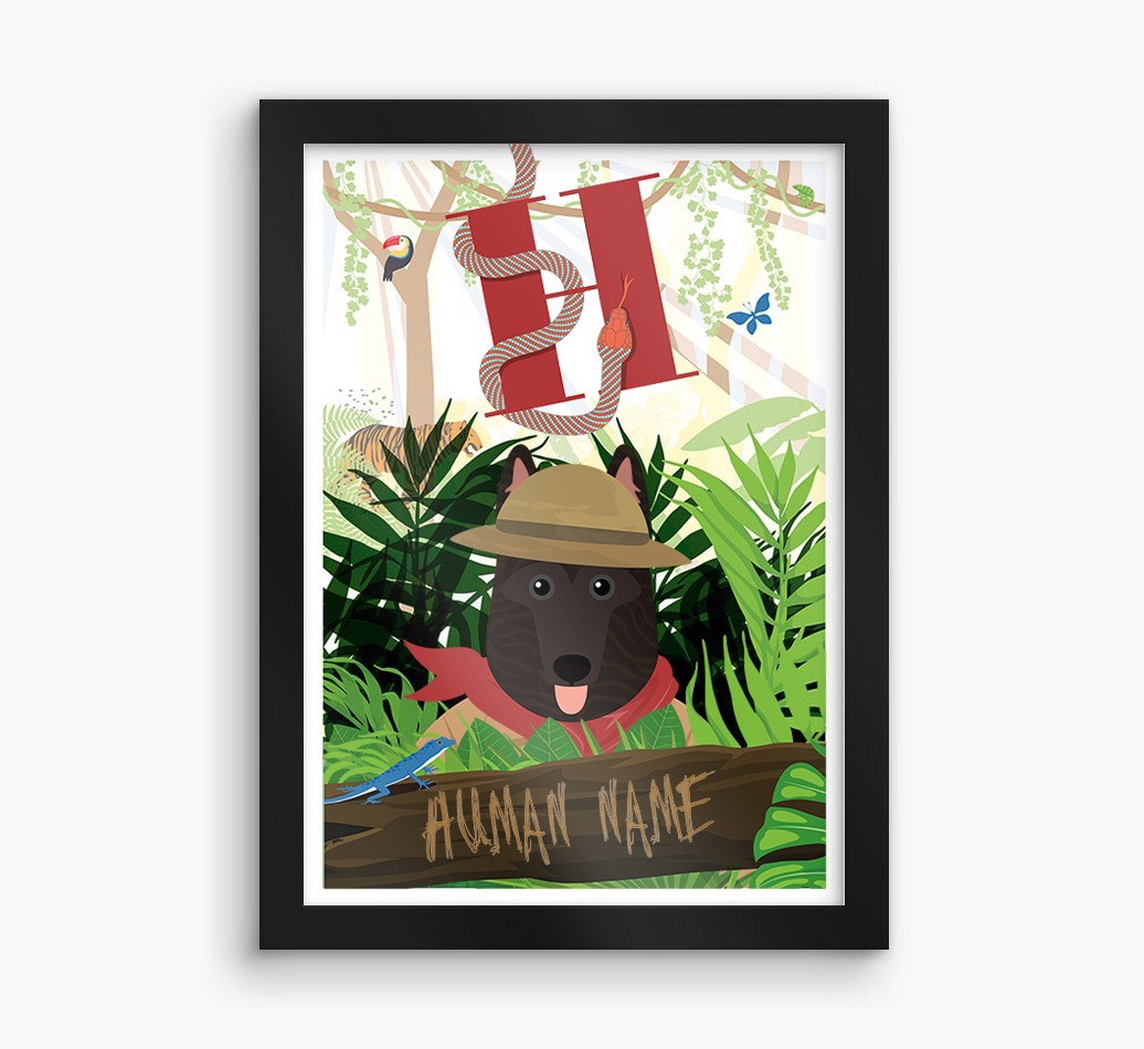 Jungle Initial: Personalised {breedFullName} Framed Print