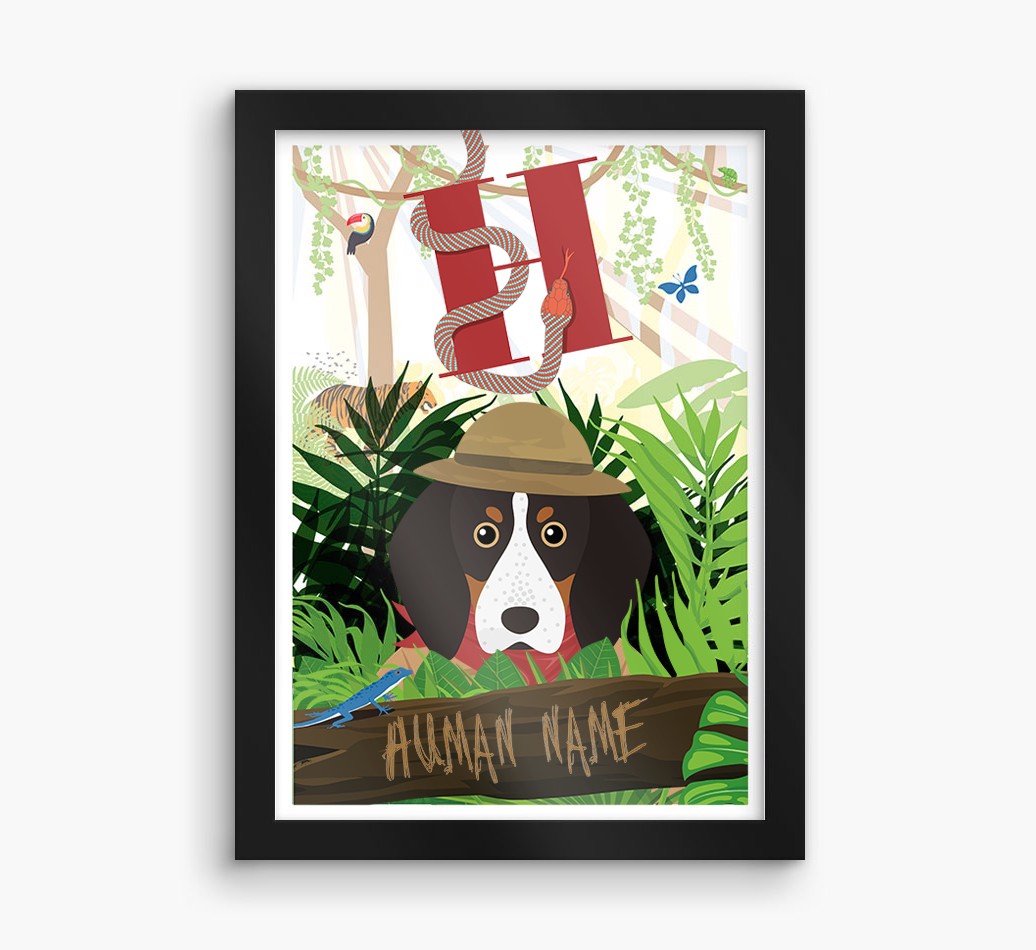 Jungle Initial: Personalised {breedFullName} Framed Print