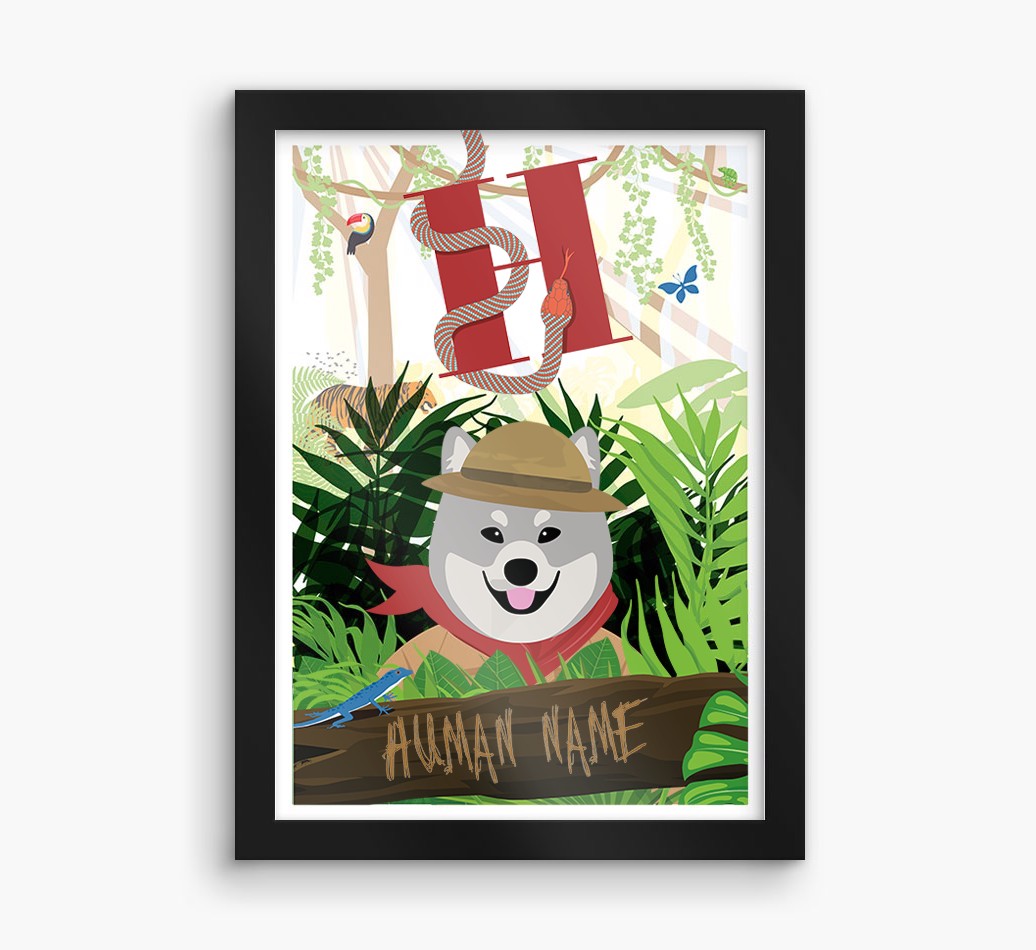 Jungle Initial: Personalised {breedFullName} Framed Print