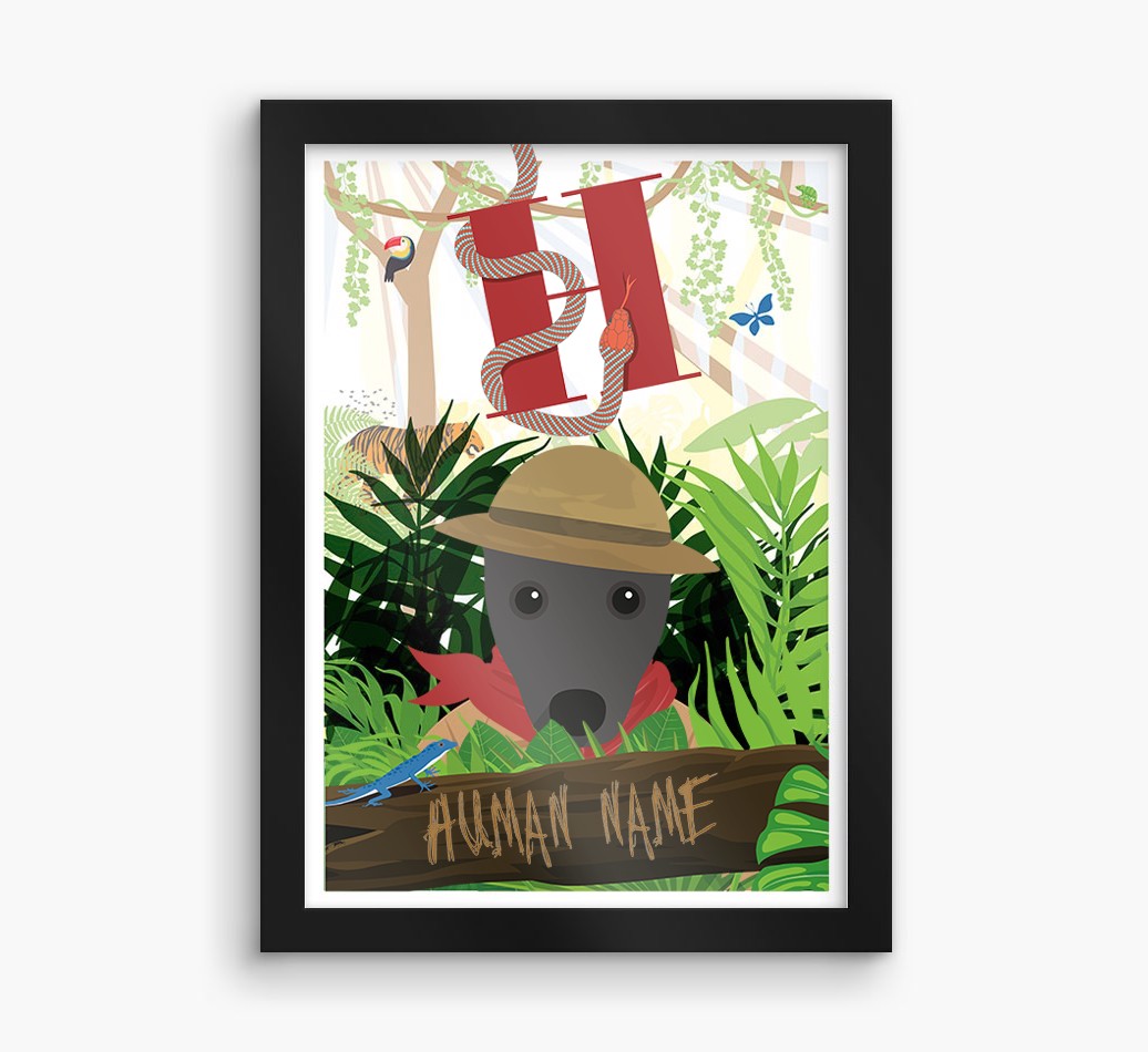 Jungle Initial: Personalised {breedFullName} Framed Print