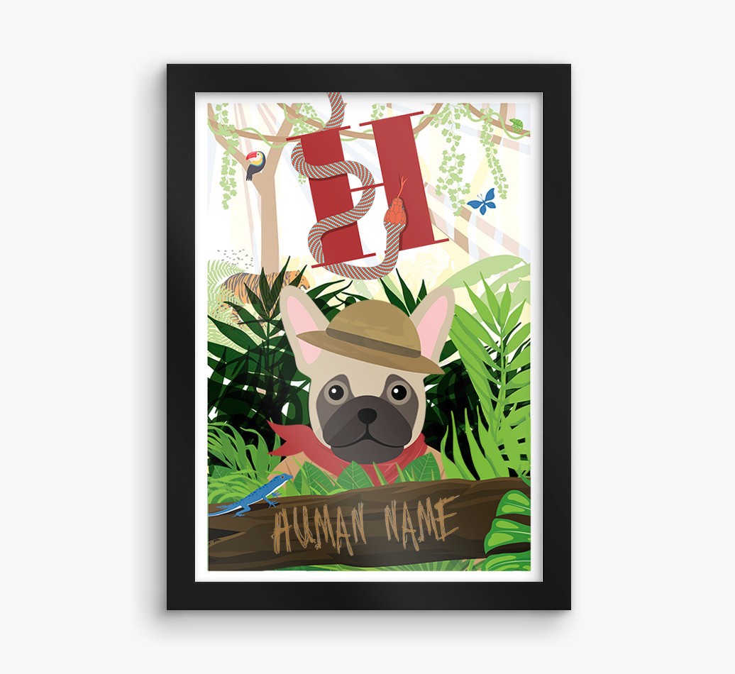 Jungle Initial: Personalised {breedFullName} Framed Print
