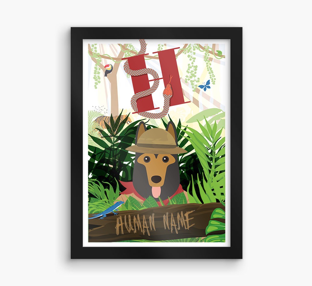 Jungle Initial: Personalised {breedFullName} Framed Print