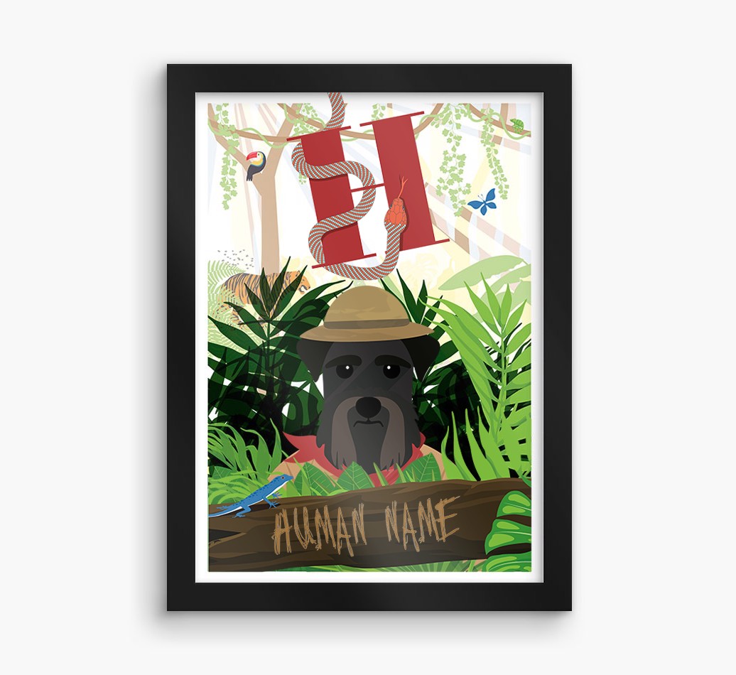 Jungle Initial: Personalised {breedFullName} Framed Print