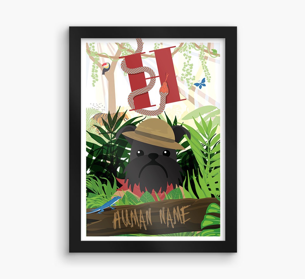 Jungle Initial: Personalized {breedFullName} Framed Print