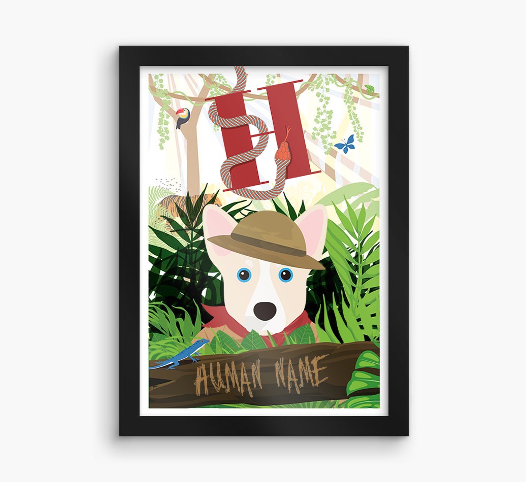 Jungle Initial: Personalised {breedFullName} Framed Print