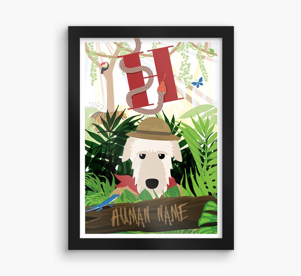 Jungle Initial: Personalised {breedFullName} Framed Print