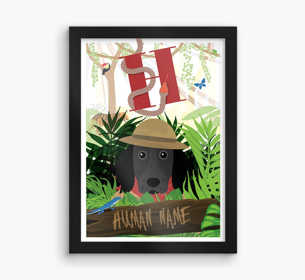 Jungle Initial: Personalised {breedFullName} Framed Print