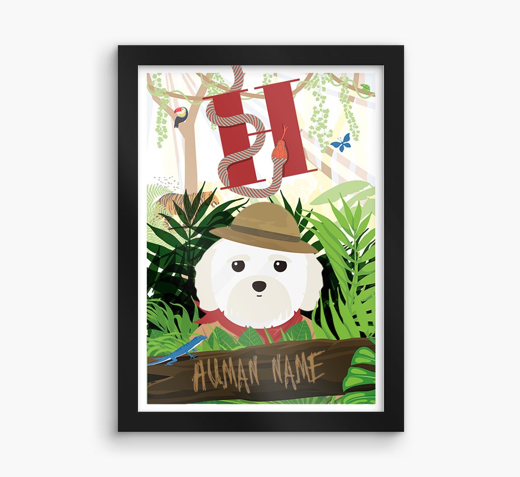 Jungle Initial: Personalised {breedFullName} Framed Print