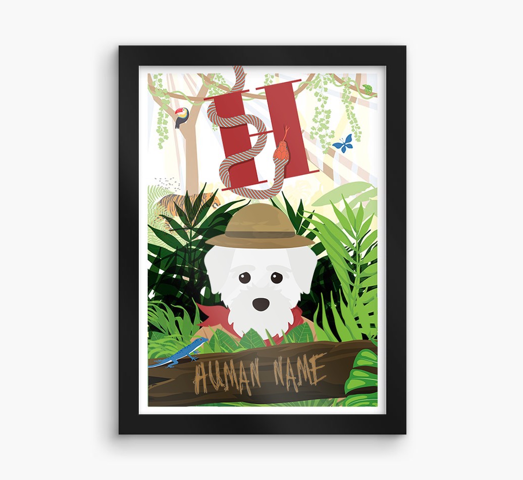 Jungle Initial: Personalised {breedFullName} Framed Print