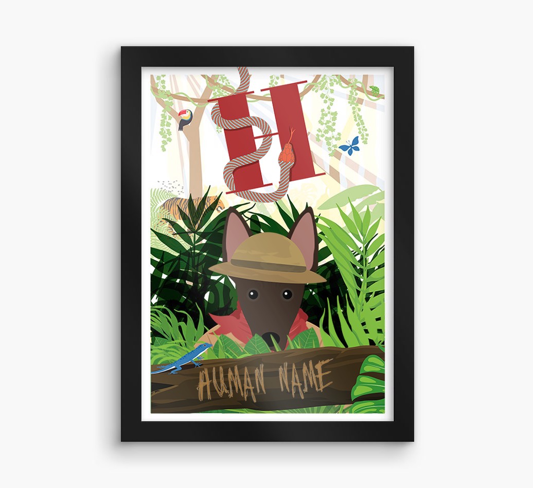 Jungle Initial: Personalised {breedFullName} Framed Print