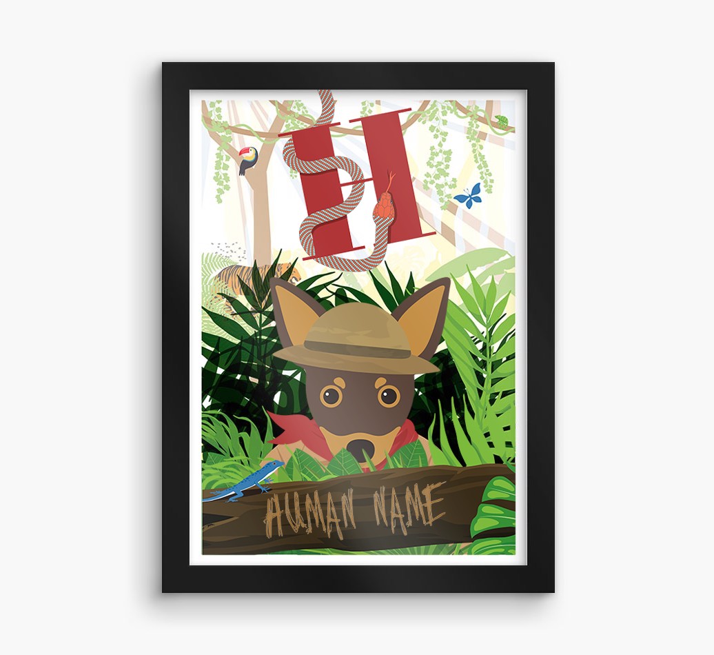 Jungle Initial: Personalised {breedFullName} Framed Print