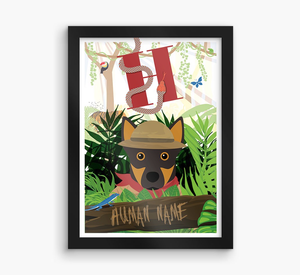 Jungle Initial: Personalised {breedFullName} Framed Print