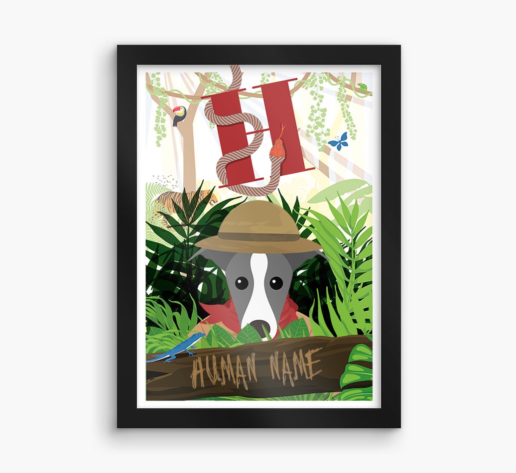 Jungle Initial: Personalised {breedFullName} Framed Print