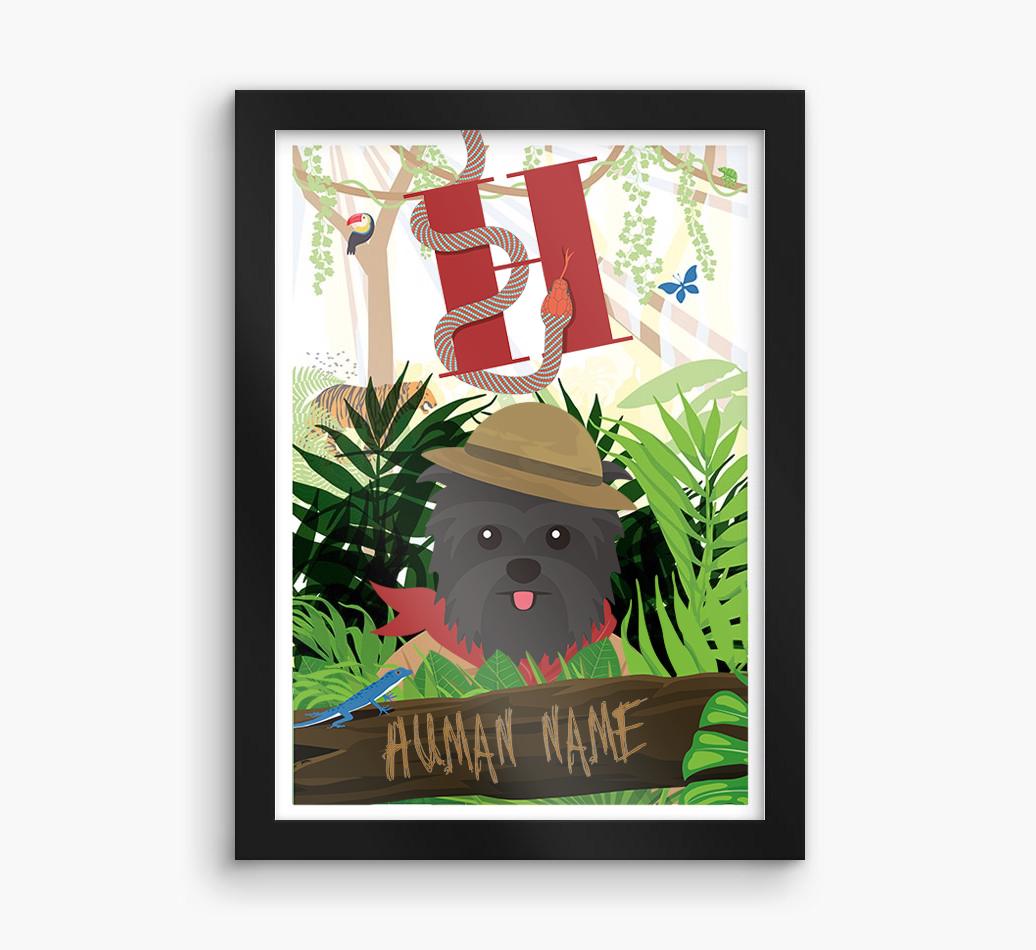 Jungle Initial: Personalized {breedFullName} Framed Print