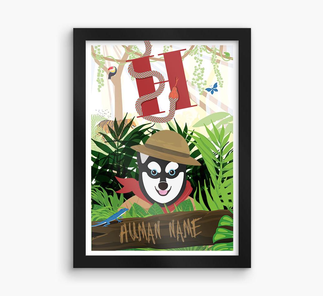 Jungle Initial: Personalized {breedFullName} Framed Print