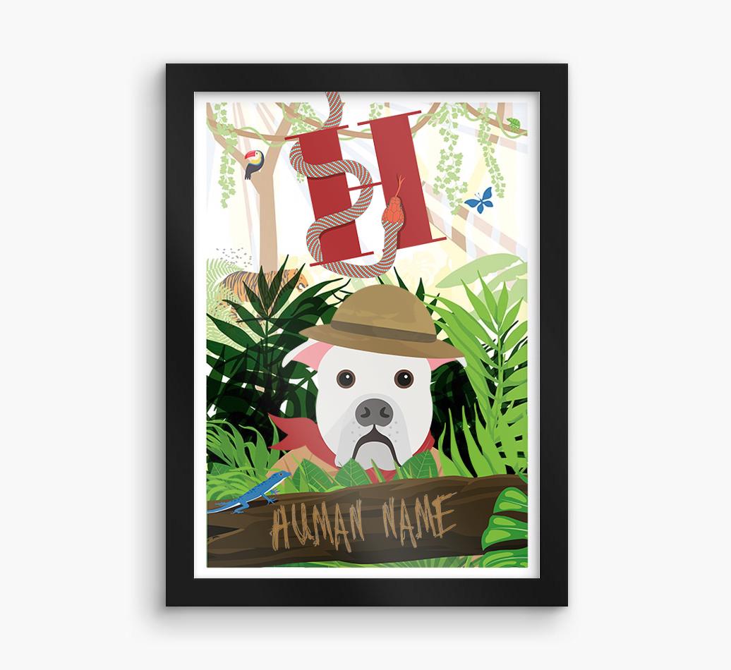 Jungle Initial: Personalized {breedFullName} Framed Print
