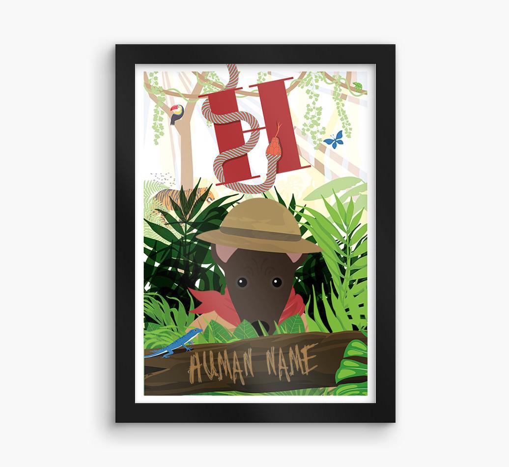 Jungle Initial: Personalized {breedFullName} Framed Print
