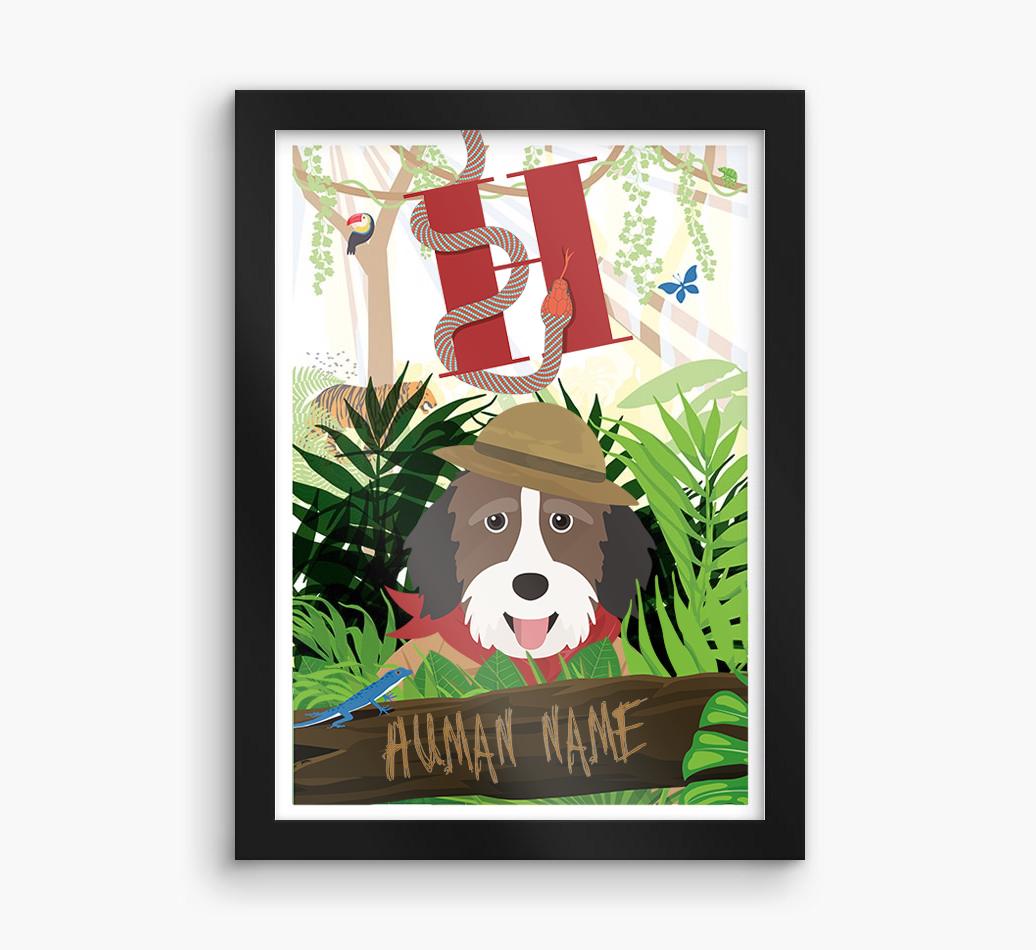 Jungle Initial: Personalized {breedFullName} Framed Print