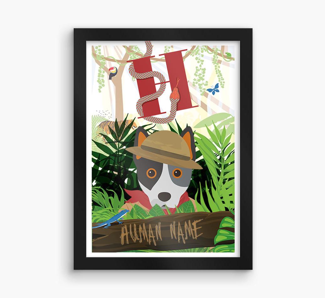 Jungle Initial: Personalized {breedFullName} Framed Print