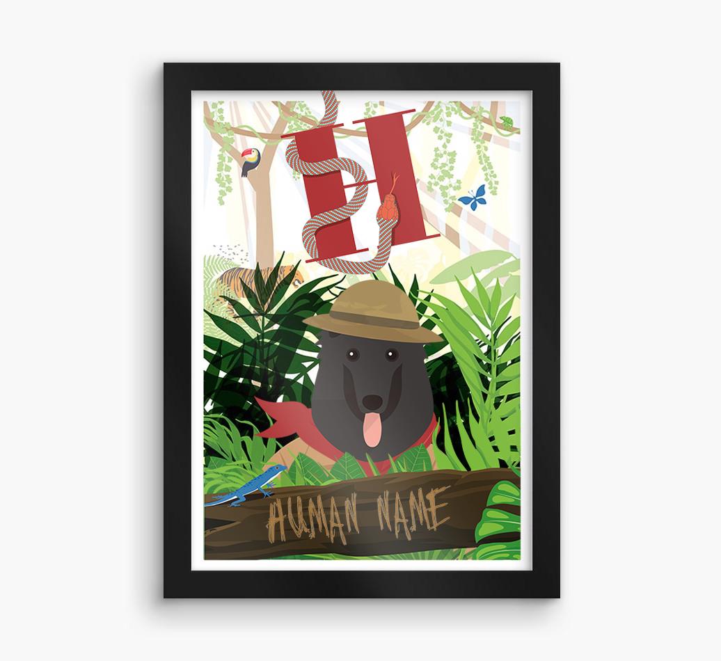 Jungle Initial: Personalized {breedFullName} Framed Print
