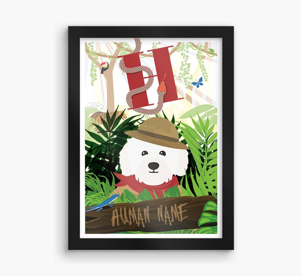 Jungle Initial: Personalized {breedFullName} Framed Print