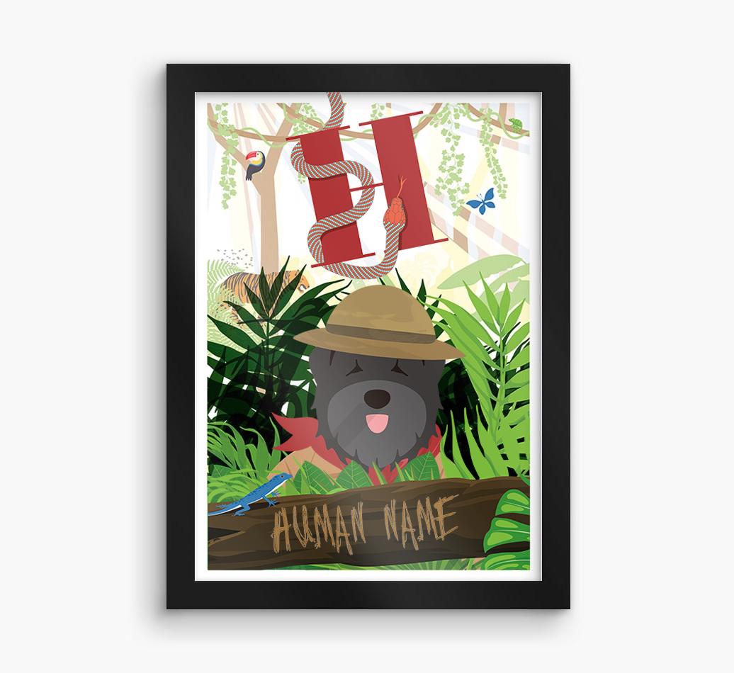 Jungle Initial: Personalized {breedFullName} Framed Print