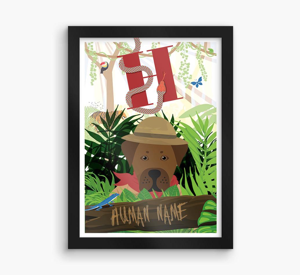 Jungle Initial: Personalized {breedFullName} Framed Print