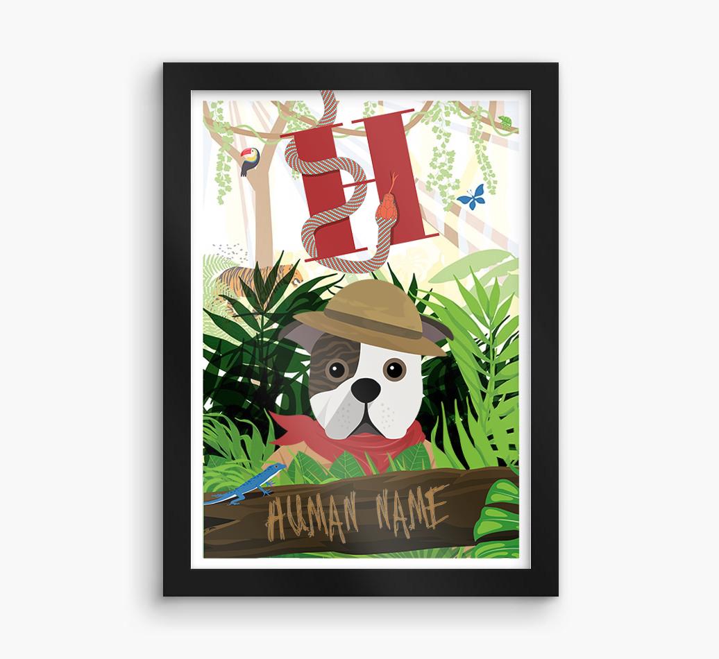Jungle Initial: Personalized {breedFullName} Framed Print