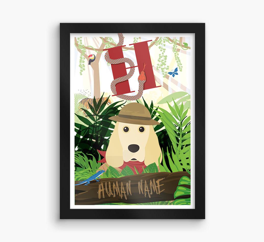 Jungle Initial: Personalized {breedFullName} Framed Print