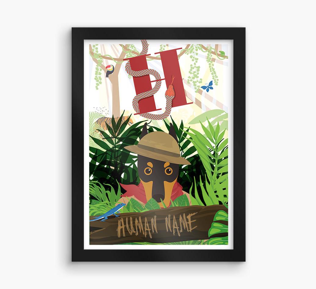 Jungle Initial: Personalized {breedFullName} Framed Print