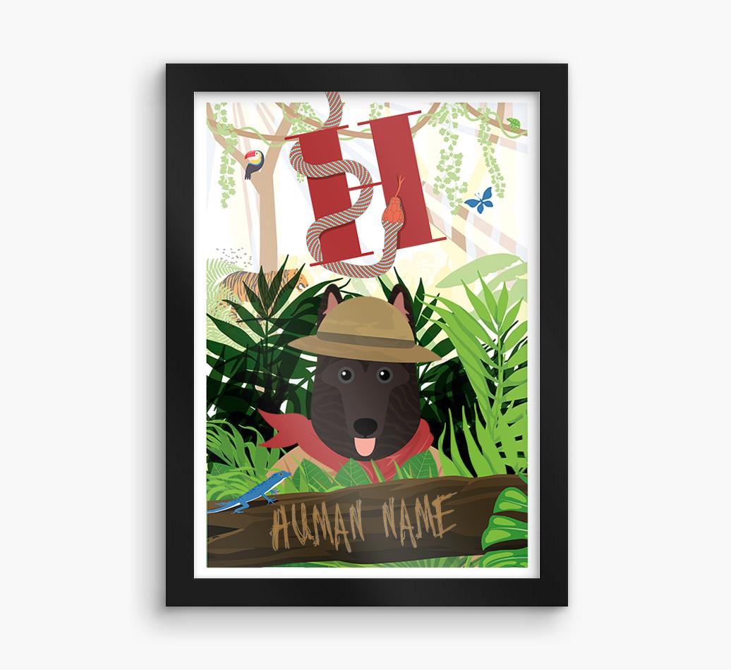 Jungle Initial: Personalized {breedFullName} Framed Print