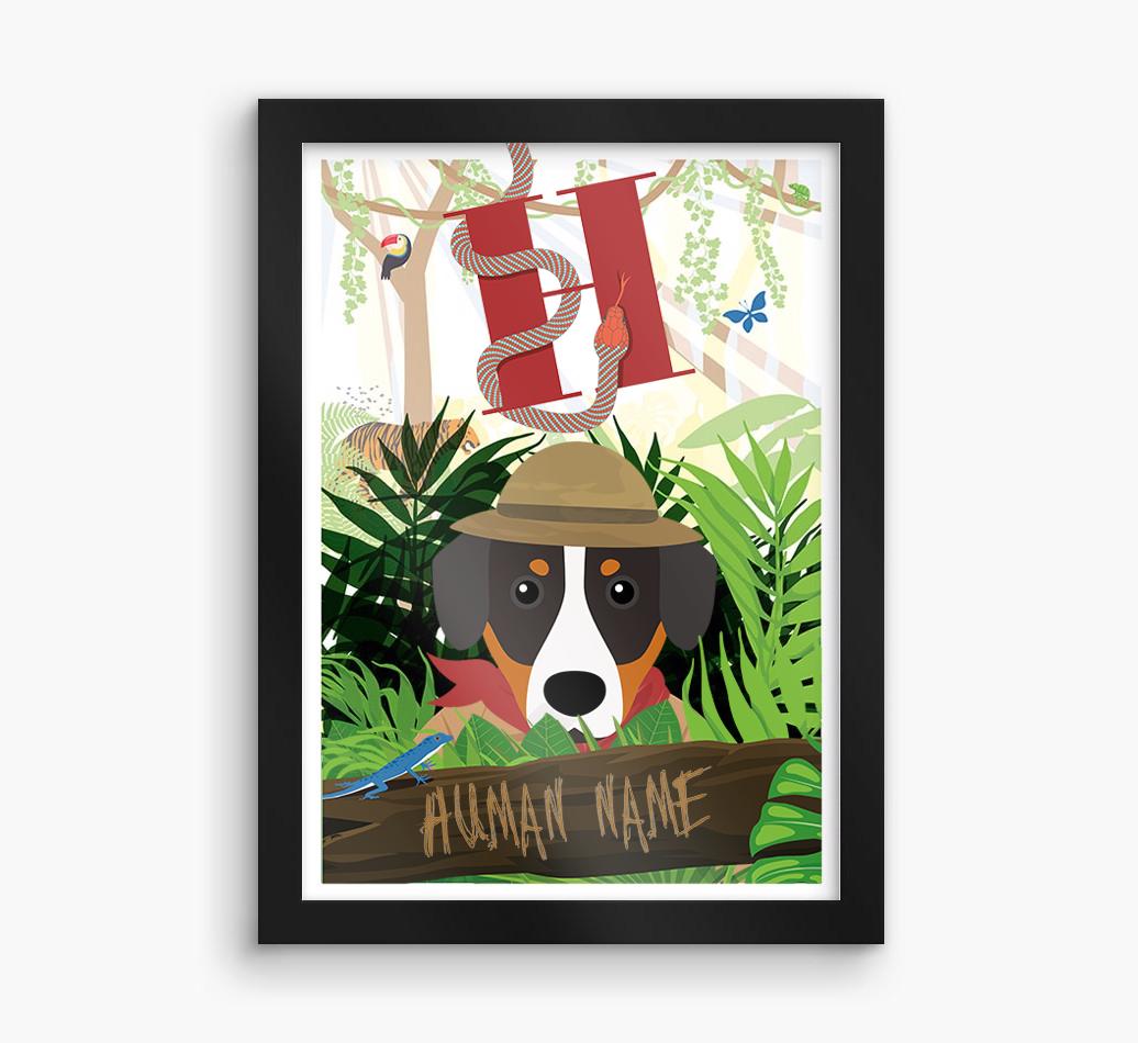 Jungle Initial: Personalized {breedFullName} Framed Print