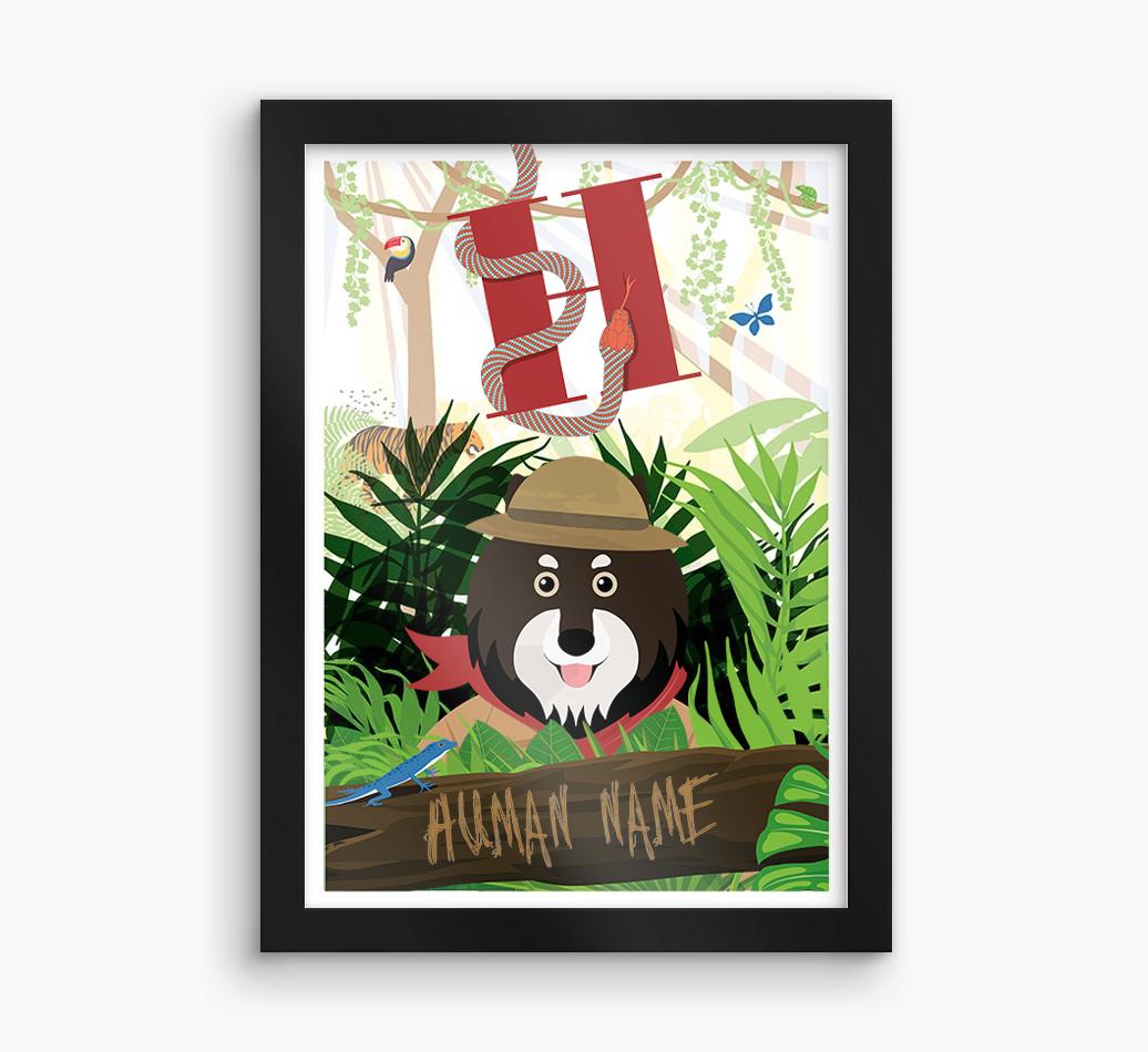 Jungle Initial: Personalized {breedFullName} Framed Print