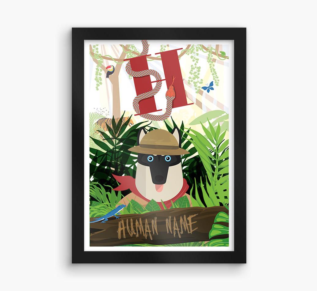 Jungle Initial: Personalized {breedFullName} Framed Print