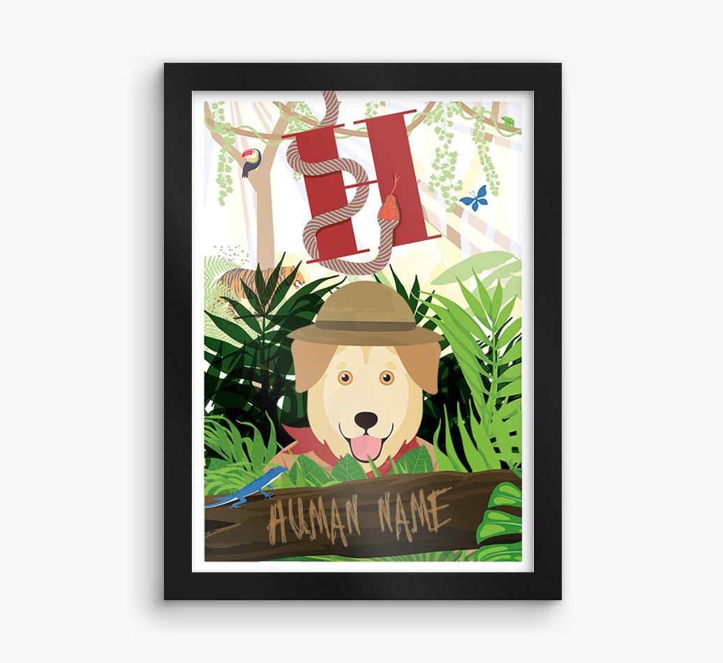 Jungle Initial: Personalized {breedFullName} Framed Print