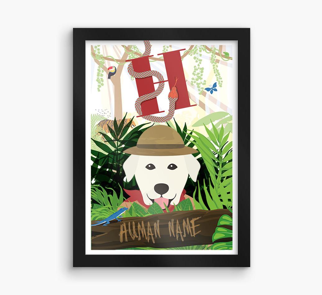 Jungle Initial: Personalized {breedFullName} Framed Print