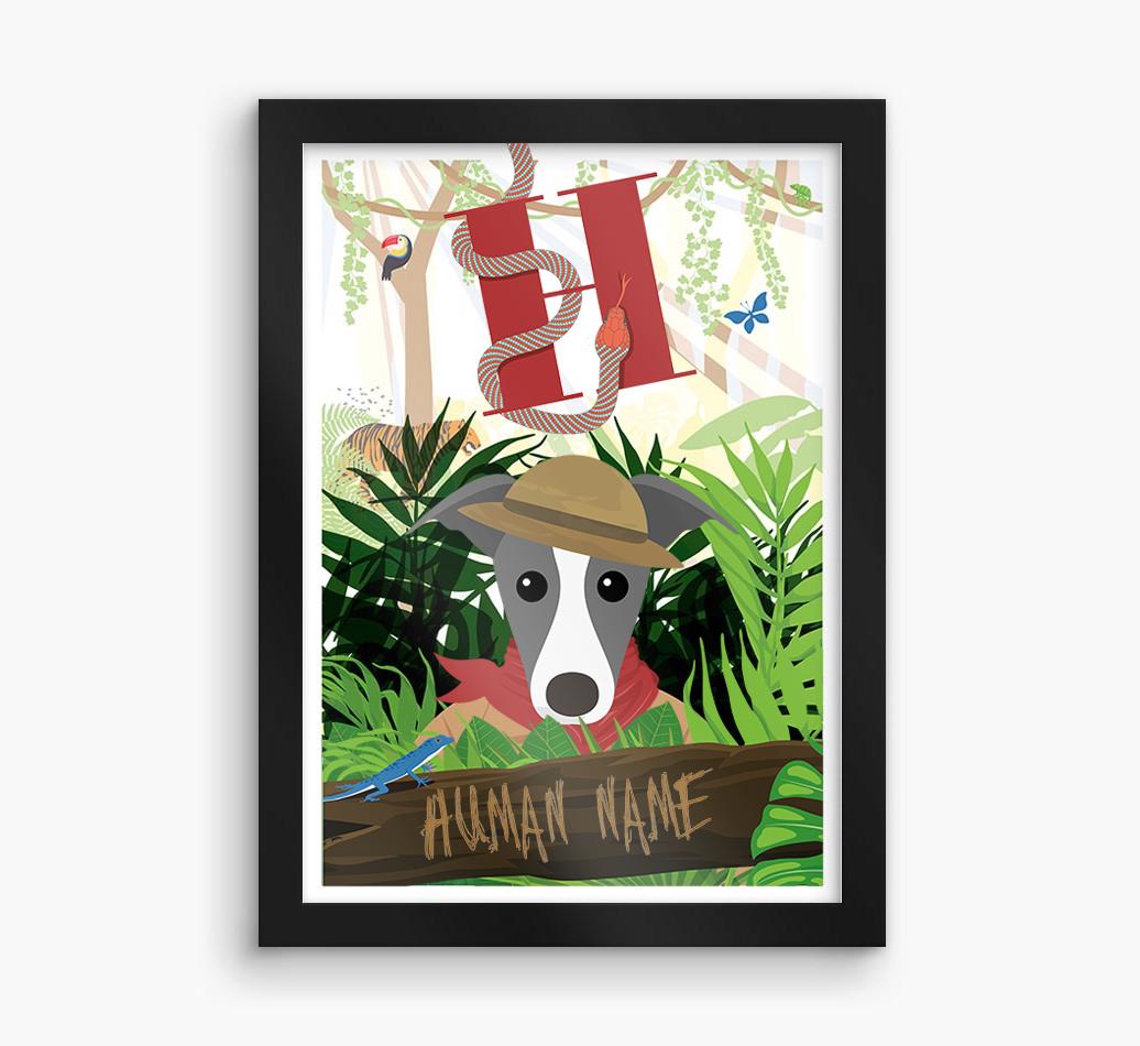Jungle Initial: Personalized {breedFullName} Framed Print
