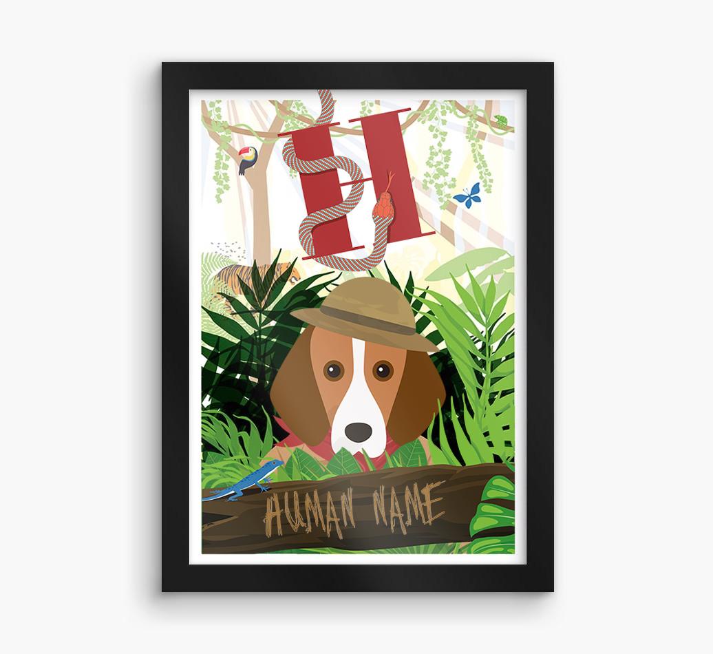 Jungle Initial: Personalized {breedFullName} Framed Print