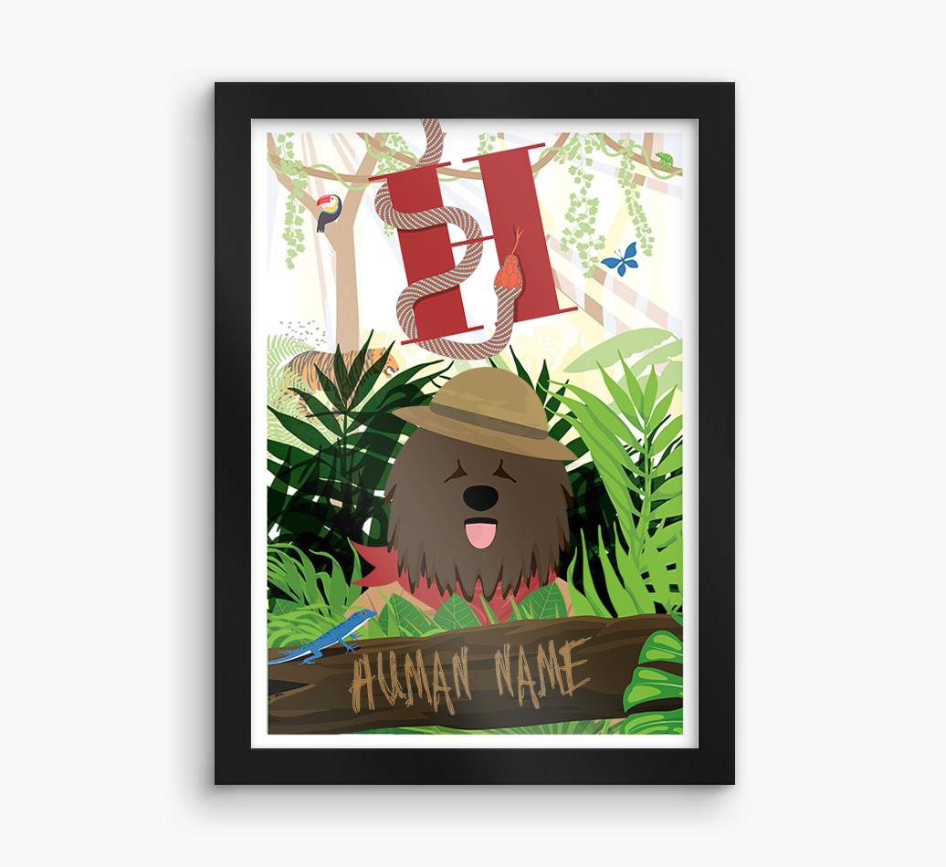 Jungle Initial: Personalized {breedFullName} Framed Print