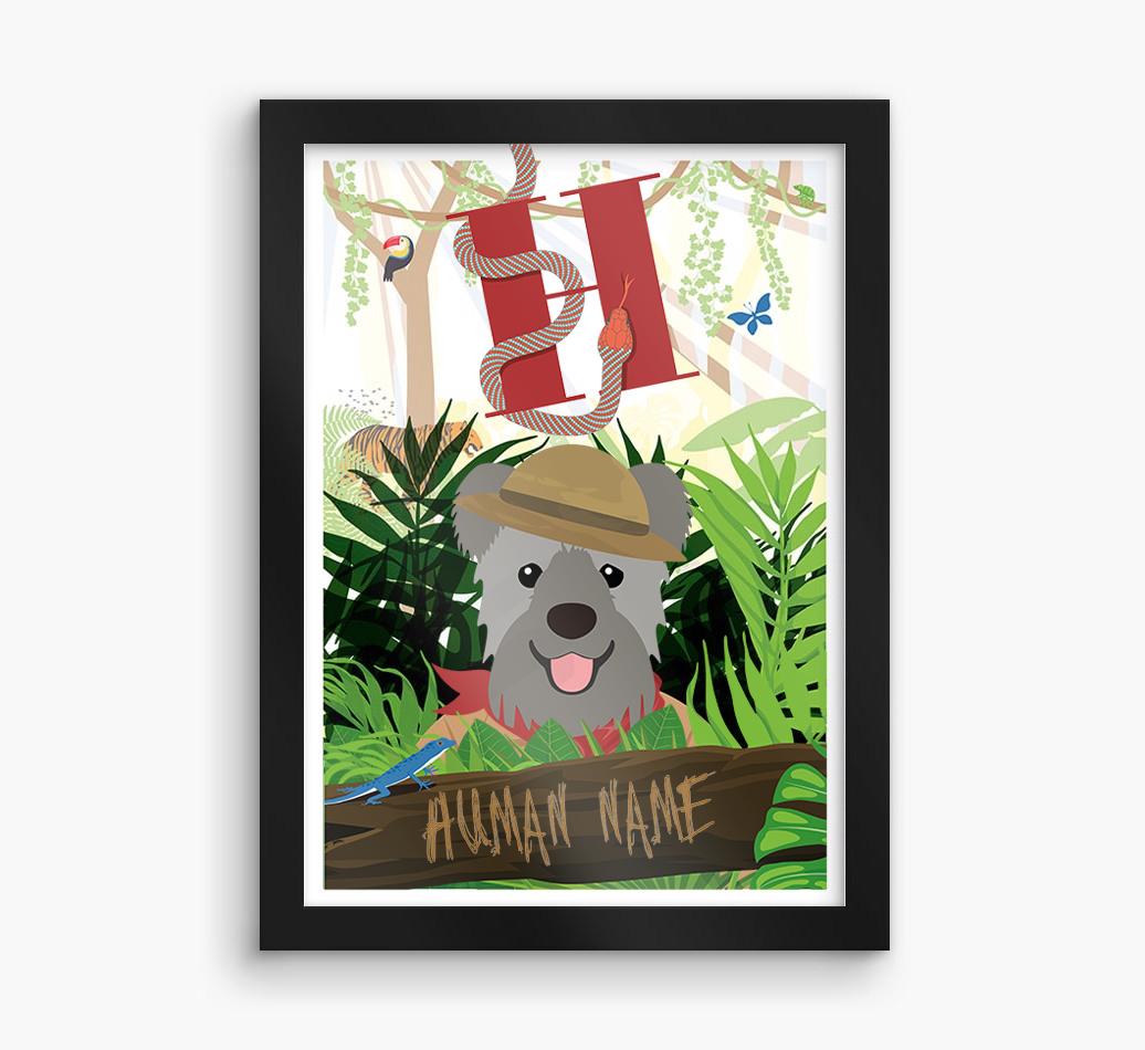 Jungle Initial: Personalized {breedFullName} Framed Print