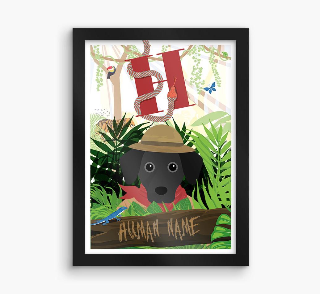 Jungle Initial: Personalized {breedFullName} Framed Print