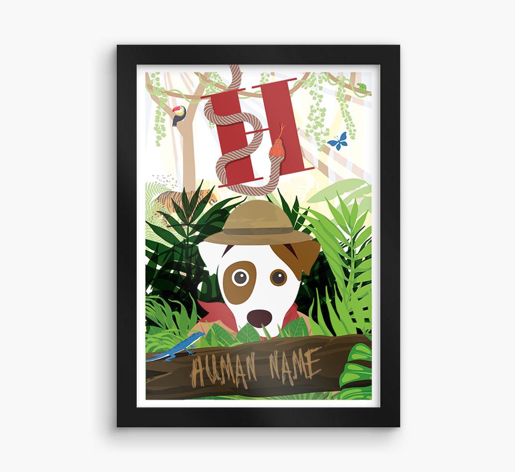 Jungle Initial: Personalized {breedFullName} Framed Print